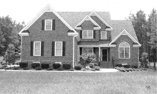 A sketch of one of the home models built by Chesterfield developer Emerson Builders.