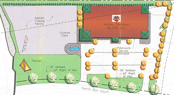 Plans for Richmond Harley-Davidson's new location call for an event space. (Click to enlarge)