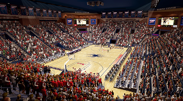 A rendering of the updated Robins Center. (Images courtesy of the University of Richmond)