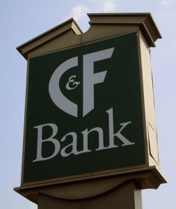 C&F Bank's sign at its branch on West Broad Street.