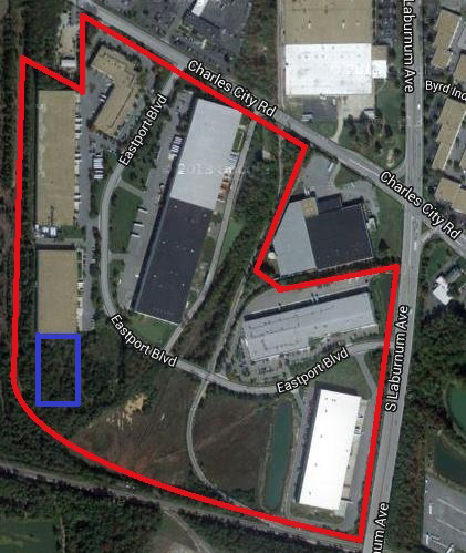 Liberty's 98-acre compound, with the Eastport VIII site outlined in blue.