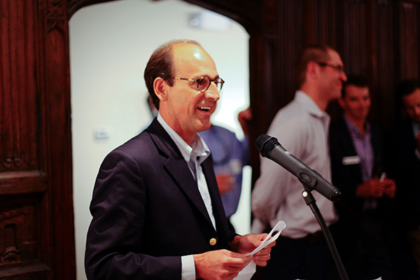 Stefan Calos, a shareholder in the business group at Sands Anderson, addresses the crowd. Sands Anderson was the presenting sponsor of the inaugural RVA 25.