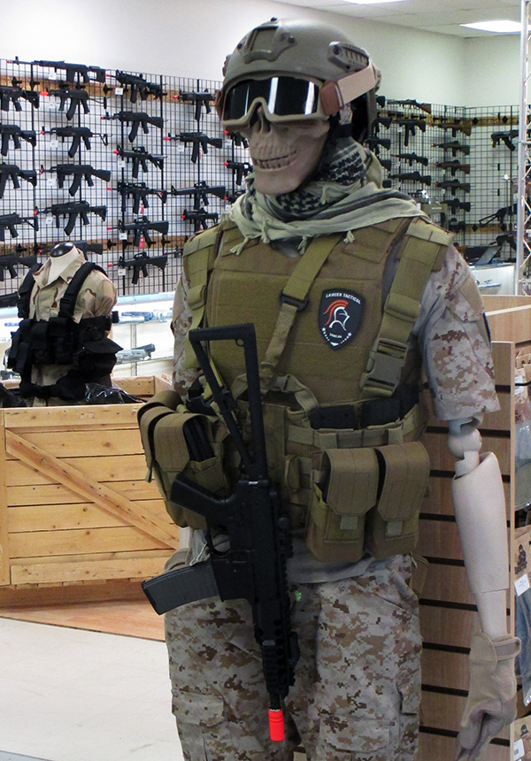 A merchandise display at GI Tactical.