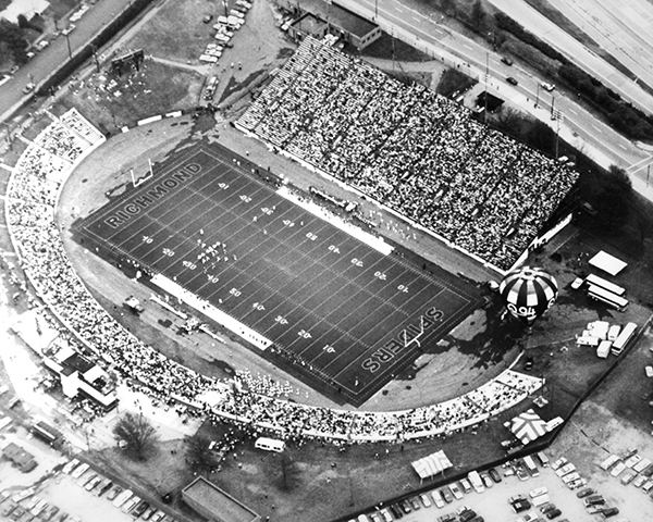 A view of City Stadium, estimated to be from about the 1980s. (Courtesy of the University of Richmond)
