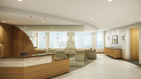 A rendering of McCandlish Holton's new lobby. (Images courtesy of McCandlish Holton)