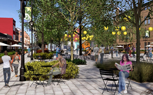 A rendering of Baskervill's design for the 17th Street Market in Shockoe Bottom. 
