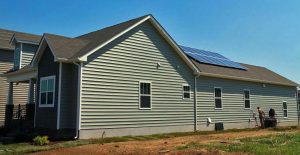 The roof solar panels will provide power to the 45 homes. 