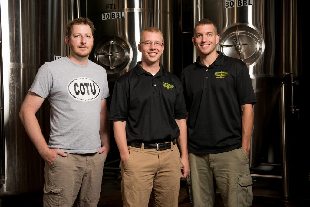 From left: Head brewer Mike Killelea and Center of the Universe co-founders Phil Ray and Chris Ray are pushing their beer east. Photos courtesy of COTU.