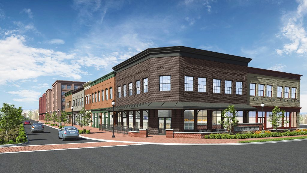 A new office and retail building will soon go up at the Libbie Mill-Midtown development. Rendering courtesy Gumenick Properties.