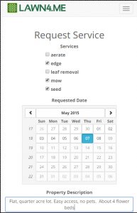 Lawn4.me is developing a mobile app to complement the website.