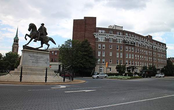 The One Monument Avenue building overlooks Stuart Circle and the statue of Jeb Stuart. 