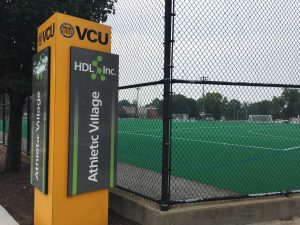 HDL's logo appears frequently at VCU athletic facilities. Photos by Katie Demeria.