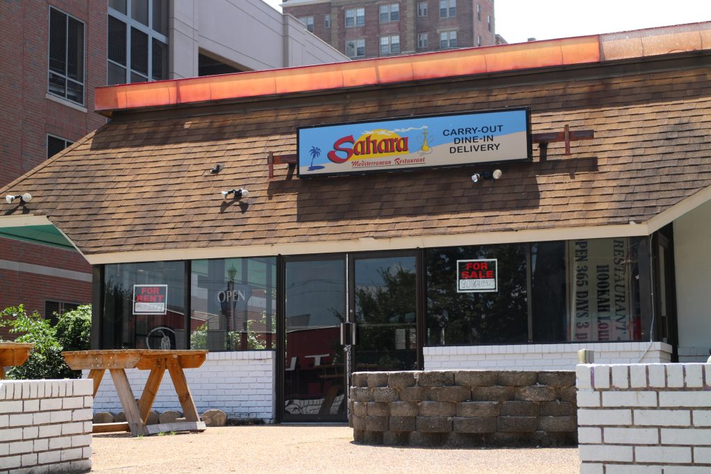 The Sahara restaurant and hookah bar building has been advertised for sale. Photos by Michael Thompson.