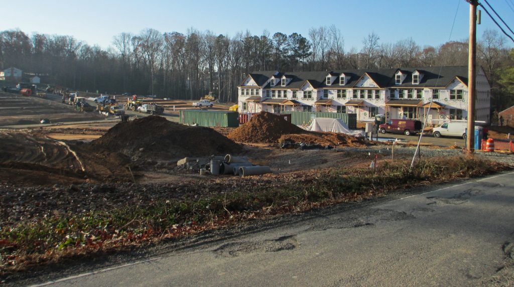 The first row of homes are under construction in Riverside Heights. Photo by Jonathan Spiers.