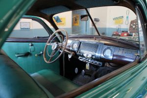 The interior of the 1949 Dodge Business Coupe that once belonged to Bruce Willis.