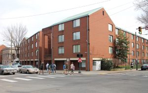 The current four-story dorms will soon make way for the tower. 