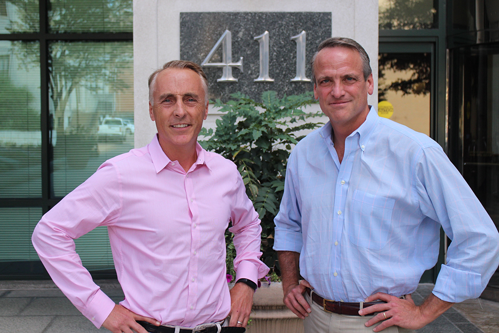 Kevin O'Hagan and Charlie Meyer in front of the new office at 411 E. Franklin St. (Kieran McQuilkin)