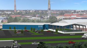 A rendering of the upcoming 50,000-square-foot steel building at SCOR.