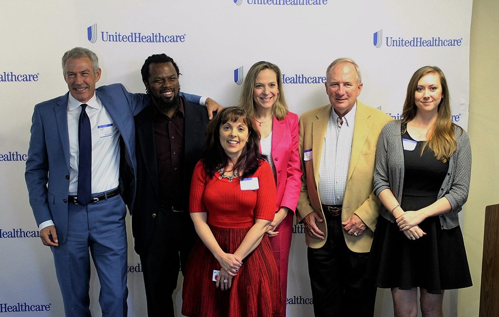UnitedHealthcare Community Care Awards pitch competitors (from left to right): Randy O'Neill of Virginia is for Education; Sean Jefferson of Emerge Sustainable Solutions; Veronica Nugent of Simply Ballroom; Catherine Boyle of Outside In Ministries; Lee Nugent of Simply Ballroom; Catherine MacDonald of Visitry. (J. Elias O'Neal) 