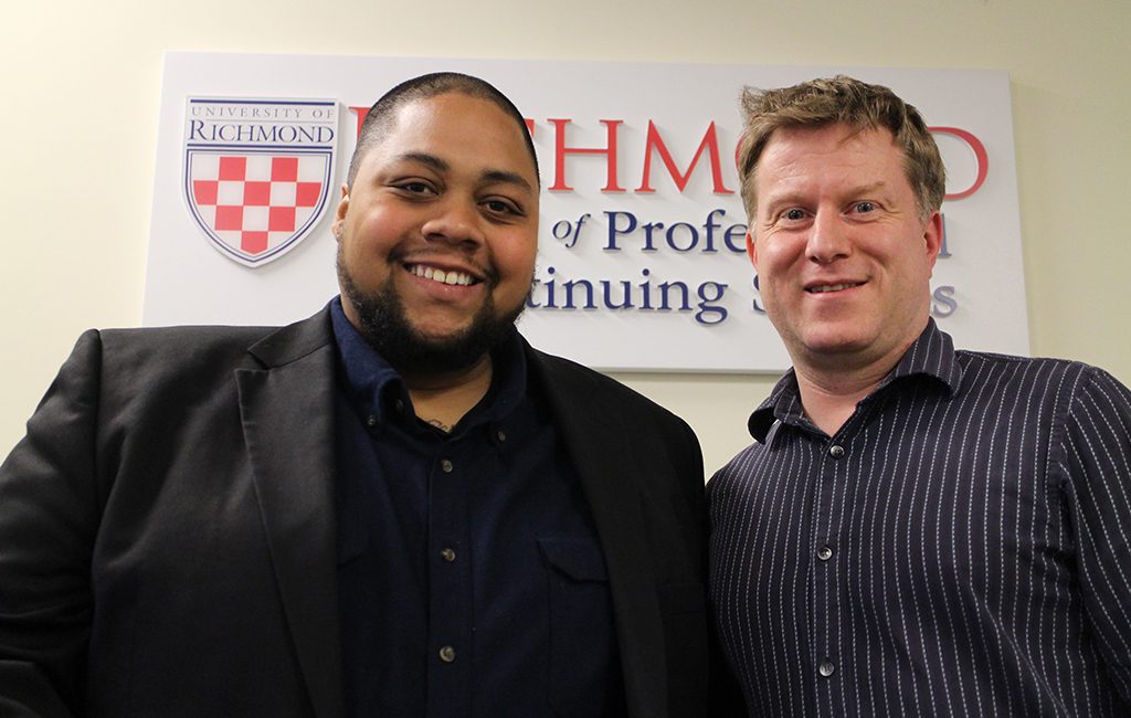 Bobby Faithful, assistant manager of The Answer Brewery (left) and Tom Parfitt with the University of Richmond, help create the school's Beer Brewer Professional Certificate. (J. Elias O'Neal)