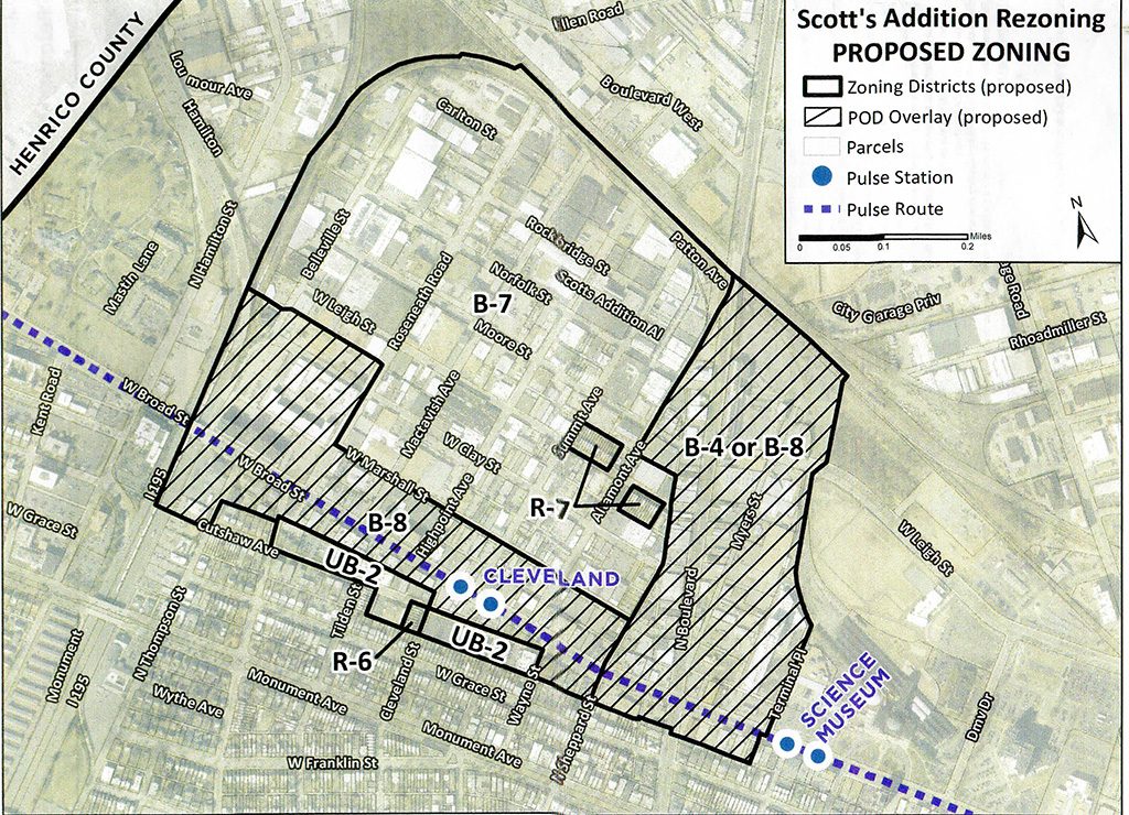 The proposed zoning map of Scott's Addition.