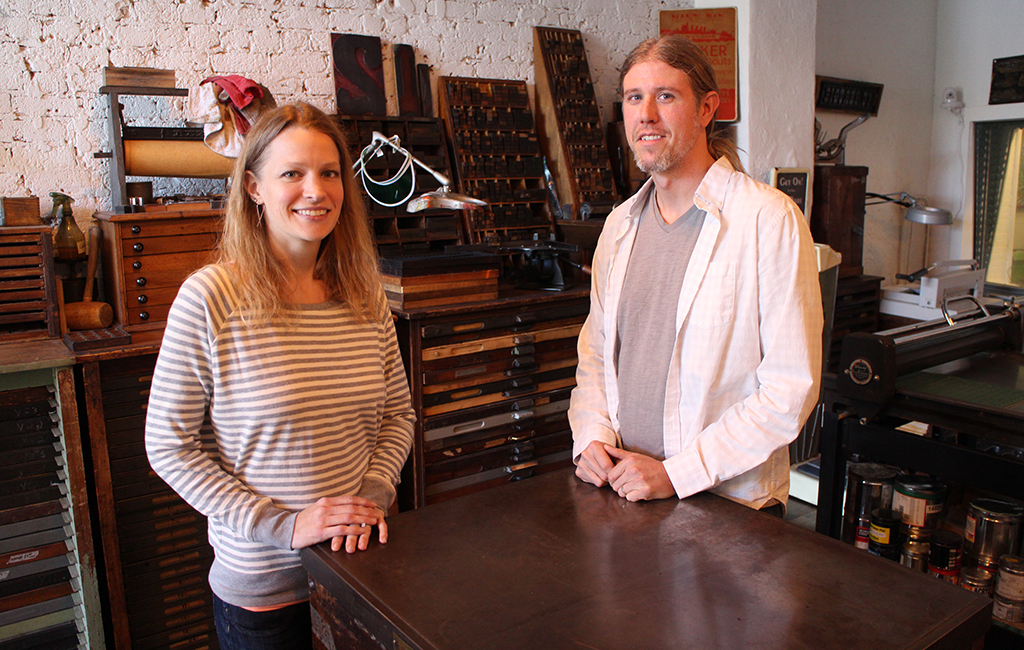 Heather and Nathan Simon in their Jackson Ward studio, which could be mistaken for a museum. (Jonathan Spiers)