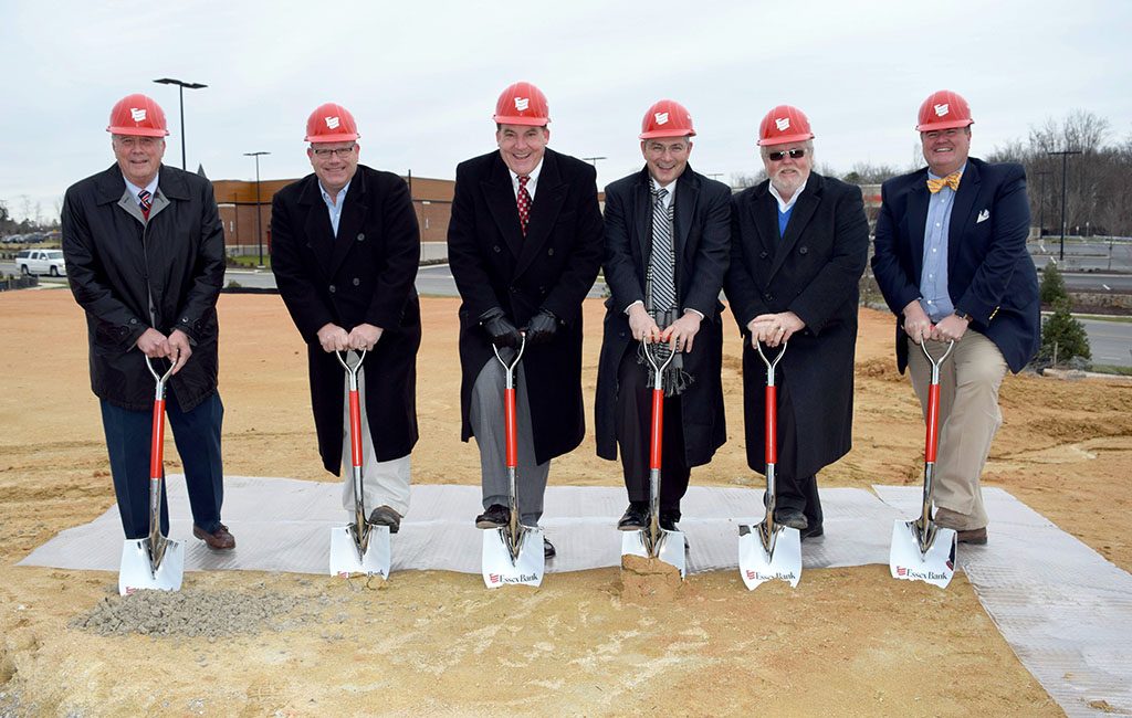 Essex Bank executives break ground on a branch in the West Broad Marketplace. (Courtesy Essex Bank)