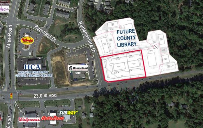 Rutland Place is a 14,000-square-foot retail development planned on 2.4 acres near the intersection of Chamberlayne Road and Rutlandshire Drive. (Courtesy Cushman & Wakefield | Thalhimer)