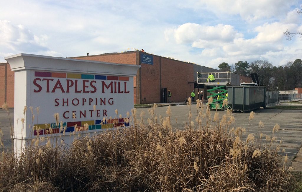 The 8-acre Staples Mill Shopping Center sits near the intersection of Glenside Drive and Staples Mill Road. (Kieran McQuilkin)