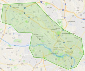 A map of UberEATS coverage in the Richmond area.