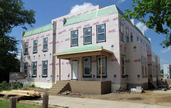 Three condos are under construction at the western end of Princess Anne Avenue across from Jefferson Park. (Jonathan Spiers)