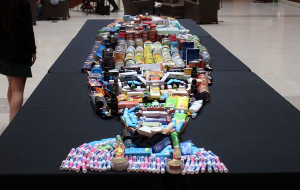 Viewed from the right perspective, the assemblage forms a portrait of Richmond businesswoman and philanthropist Frances Lewis. (Jonathan Spiers)