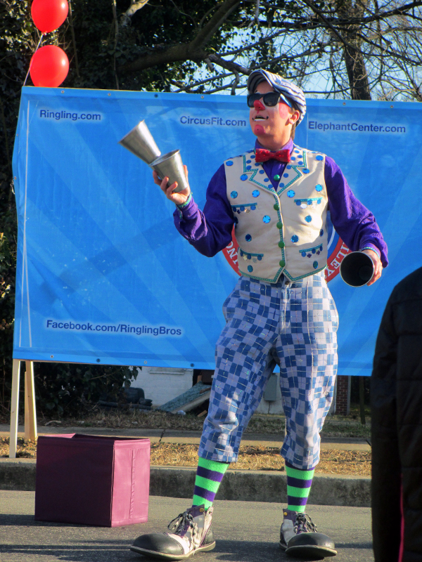A Ringling Bros. and Barnum & Bailey clown helps make the occasion festive.
