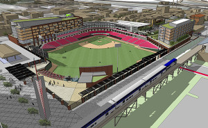 A rendering of the planned stadium and development. (Courtesy of the City of Richmond)