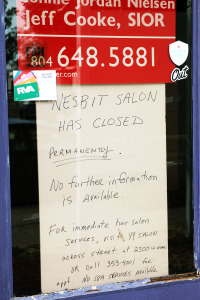 The salon's owners posted a sign on its door last week. 