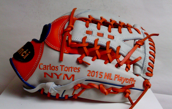 Vinci Pro made a custom glove for Carlos Torres to celebrate the Mets' trip to the 2015 playoffs. (Courtesy of Vinci Pro)