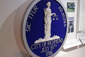 A late 19th-century version of the Richmond seal, salvaged in 1989 from the Fulton city gas works.