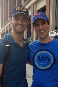 Peter J. Vinci with Torres outside Citi Field. 